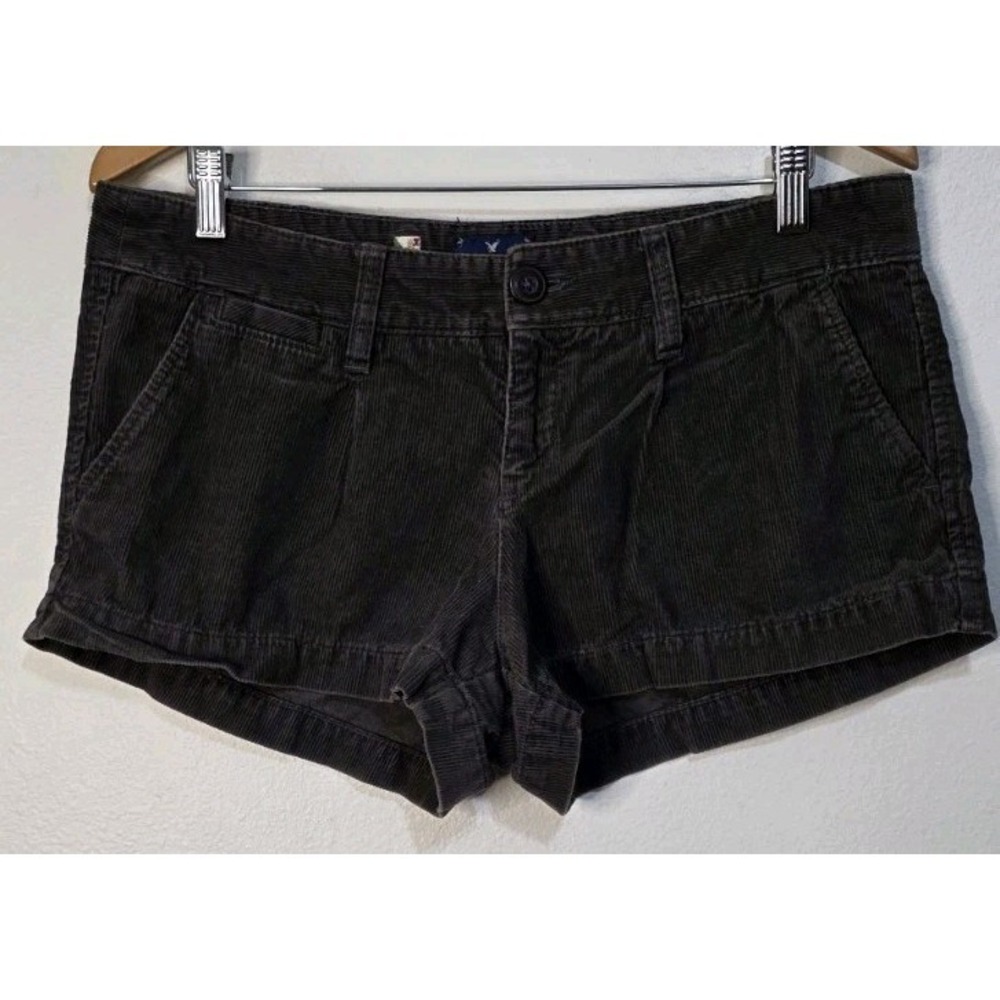 American Eagle Gray Corduroy Shorts Y2K Women 12 Micro Low Rise Shortie Boho